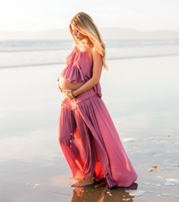 Pregnant women on beach